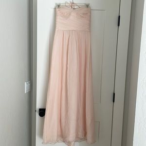 Amsale strapless silk chiffon bridesmaid dress